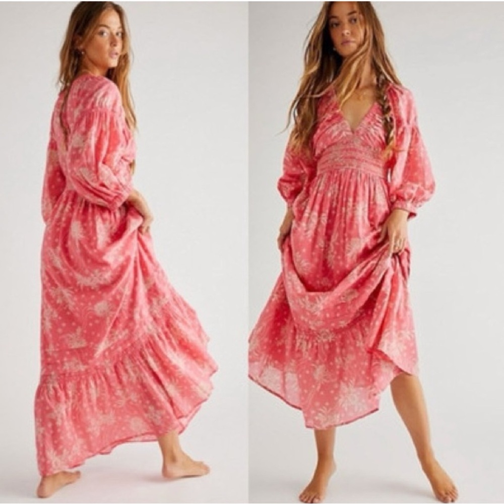 Free People Orange and Pink Golden Hour Maxi Dress